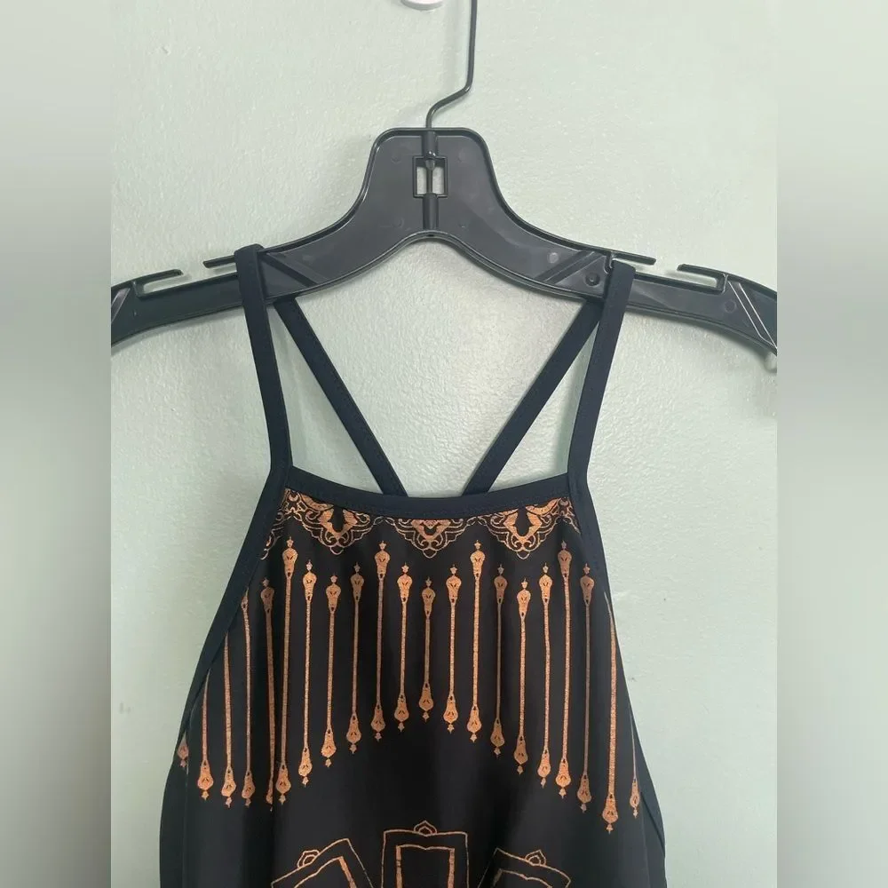 Women’s Gold/Metallic Geometric Reversible One Piece Bathing Suit Swimsuit M